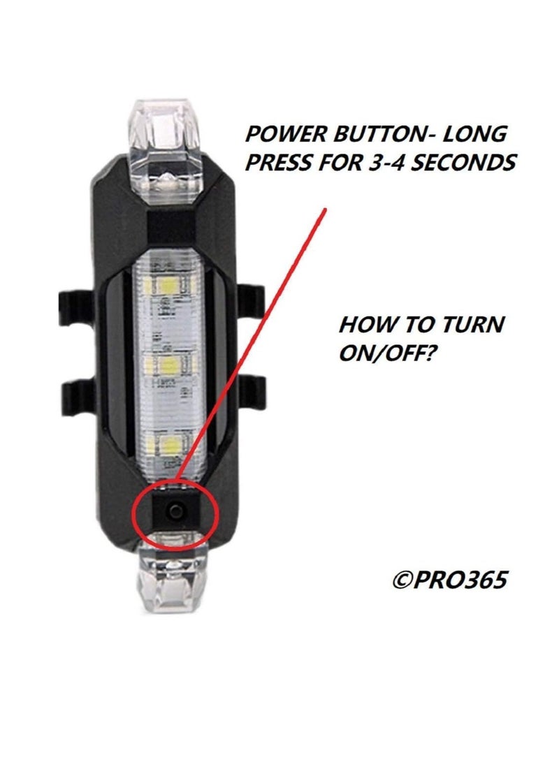 PRO365 Bicycle Lights Combo Pack/Rechargeable/Multiple Light Modes/Waterproof (Head and Tail Light) - Image 3