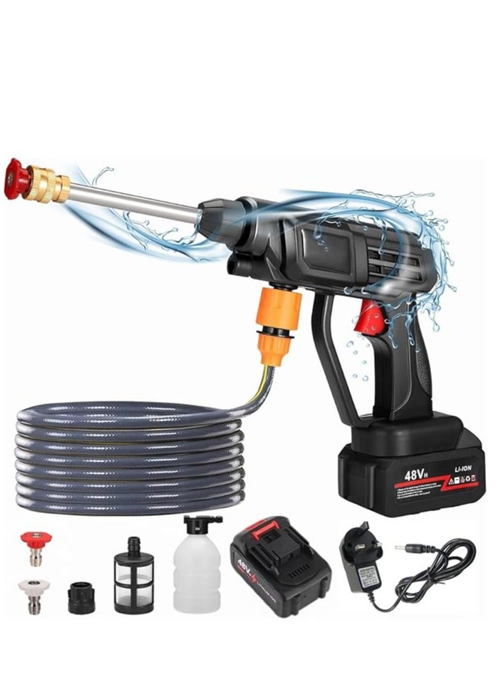 High Pressure Washer Gun Car Washing Machine - Cordless Portable Electric Water High Pressure Washer Gun, Used for Floor Cleaning of Car Washes and Garden Watering - Image 1