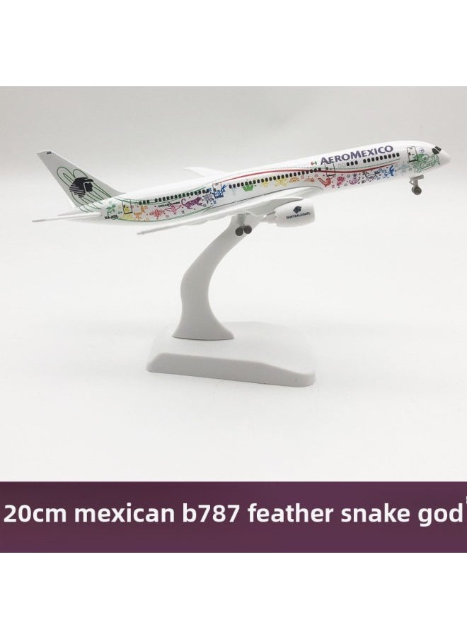 20cm Aircraft Model Alloy Solid Domestic And Foreign Major Aviation Boeing 737 Airbus 380 Ornaments Simulation Model-Color:20CM Feather Snake God B787  - Image 1
