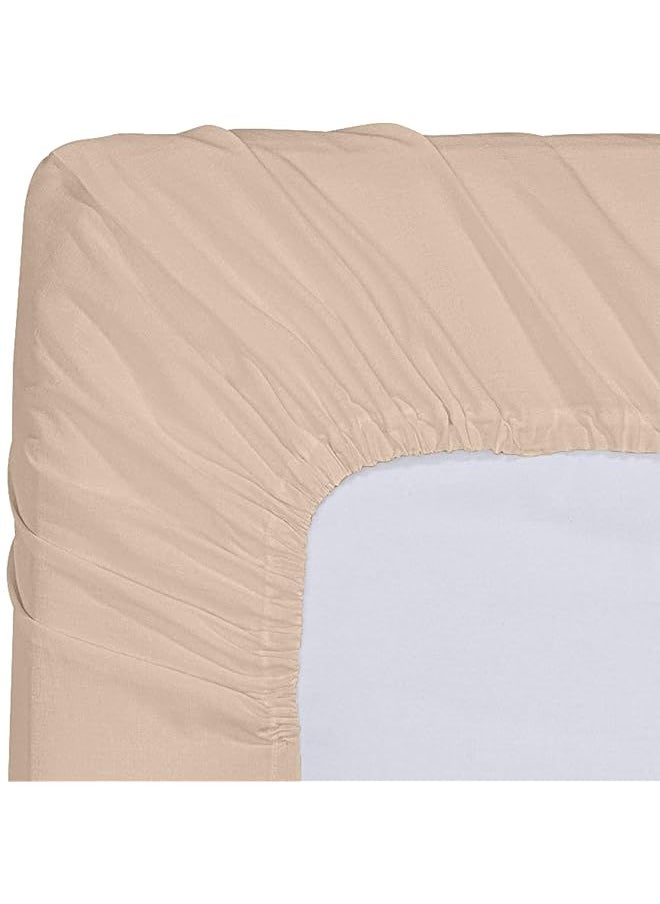 erorex - King Fitted Sheet Bottom Sheet Deep Pocket Soft Microfiber Shrinkage And Fade Resistant Easy Care 1 Fitted Sheet Only Beige - Image 1