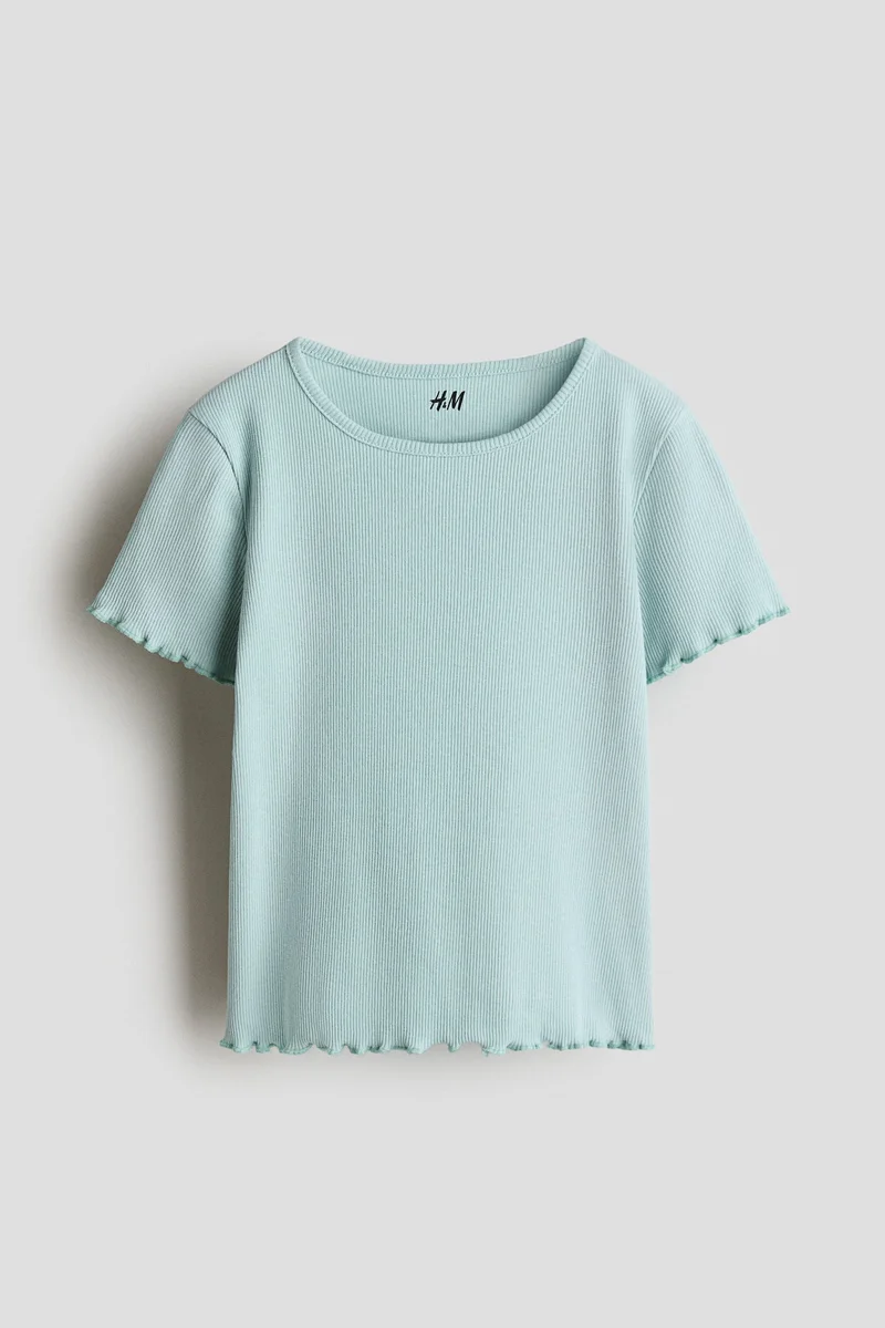 H&M Overlocked ribbed T-shirt