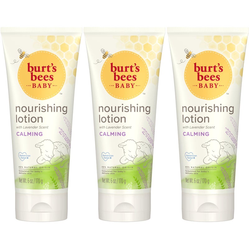 Burt's Bees Baby Lotion with Lavender, Calming and Nourishing Lotion, Pediatrician Tested, 99% Natural Origin, 6 Oz (Pack of 3) - Image 1