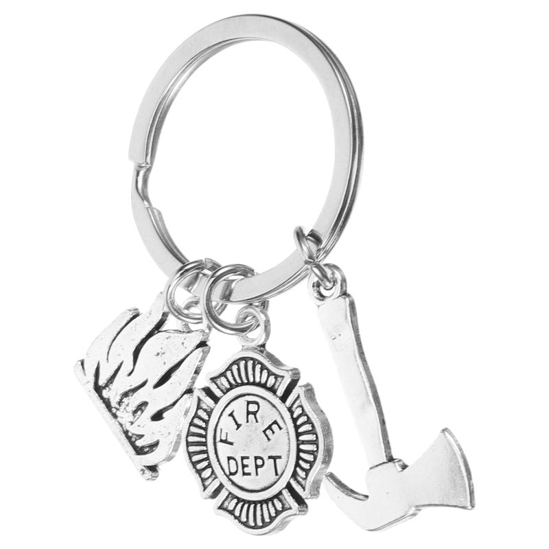 Metal Firefighter Keychain Decorative Firefighter Keychain Novelty Firefighter Keyring Charm Pendant - Image 1