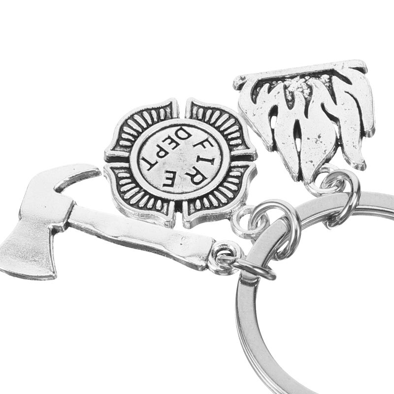 Metal Firefighter Keychain Decorative Firefighter Keychain Novelty Firefighter Keyring Charm Pendant - Image 5