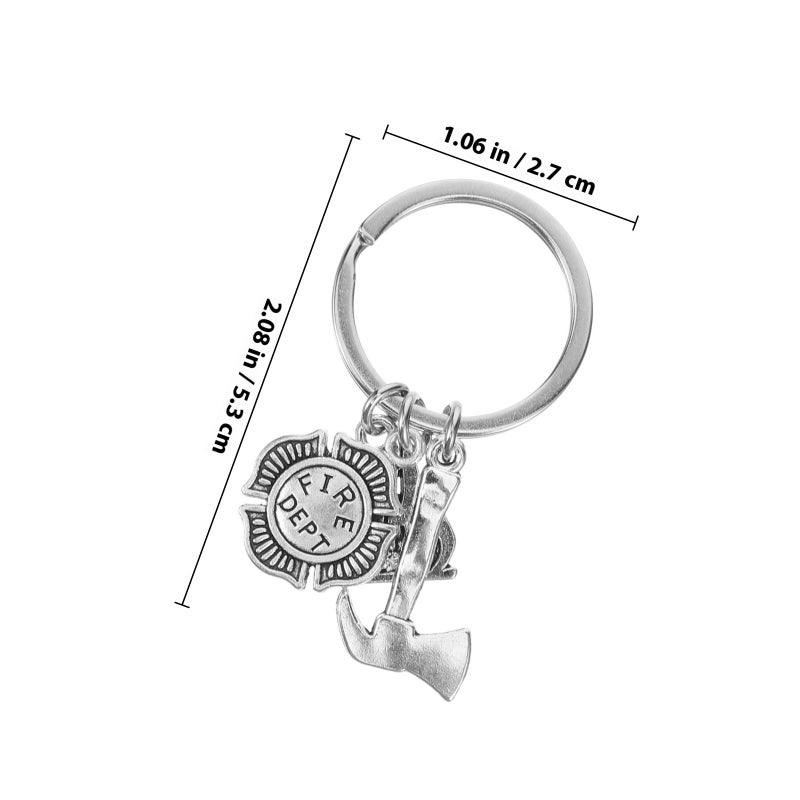 Metal Firefighter Keychain Decorative Firefighter Keychain Novelty Firefighter Keyring Charm Pendant - Image 2