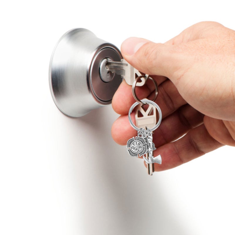 Metal Firefighter Keychain Decorative Firefighter Keychain Novelty Firefighter Keyring Charm Pendant - Image 4