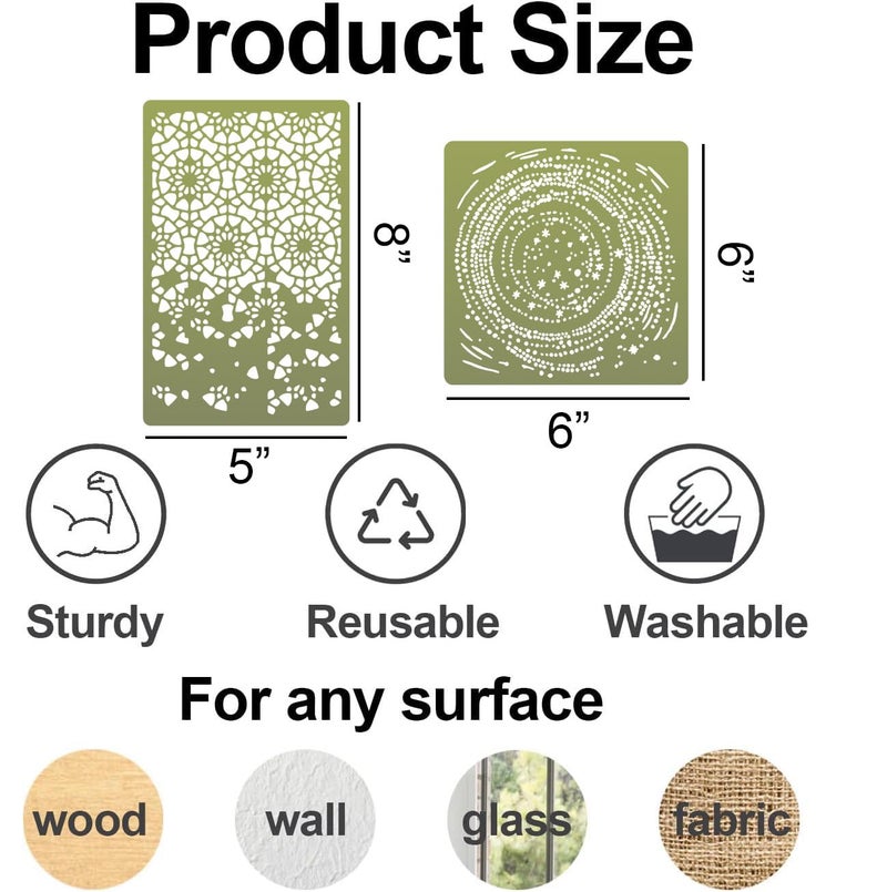 SUNVERSE Cubist Stencils for Crafts Reusable Texture Stencils Mixed Media Layering Stencil for Painting on Wood Furniture Card Canvas Scrapbook - Image 2