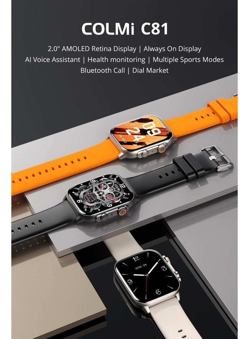 COLMI C81 Smart Watch - Fitness Heart Rate Monitor, Step Counter, IP68 Water Resistance, Voice Call, Music Playback, Full Screen Smart Watch - Image 2