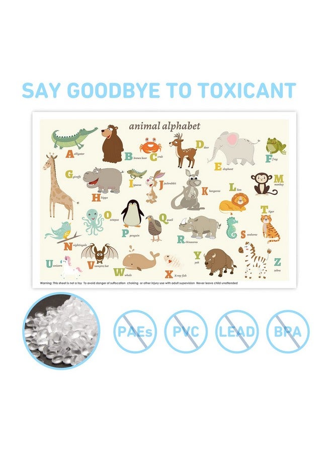 Babebay Disposable Stickon Placemats 40 Pack For Baby & Kids Restaurant Table Mats 12" X 18" Sticky Place Mats Toddler Baby Placemat Animal Alphabet Theme  - Image 2