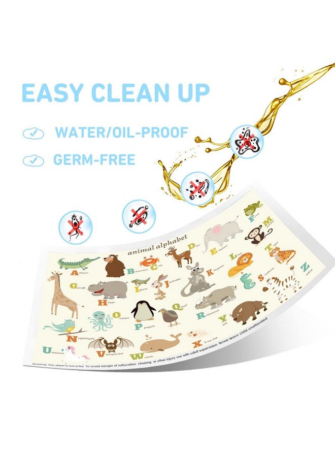 Babebay Disposable Stickon Placemats 40 Pack For Baby & Kids Restaurant Table Mats 12" X 18" Sticky Place Mats Toddler Baby Placemat Animal Alphabet Theme  - Image 3