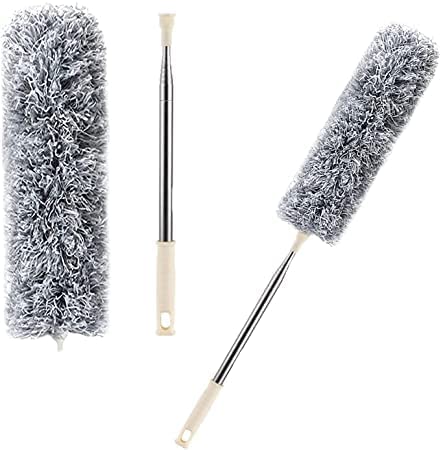AMAZING STUFF Microfiber Feather Duster Bendable Extendable Fan Cleaning Duster with 100 inches Expandable Pole Handle Washable Duster for High Ceiling Fans Window Blind