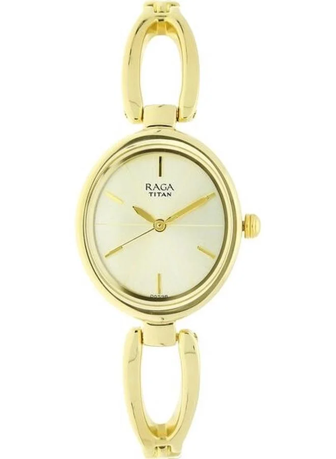 TITAN Women's Analog Display Watch With Gold Metal Strap - 2579YM01