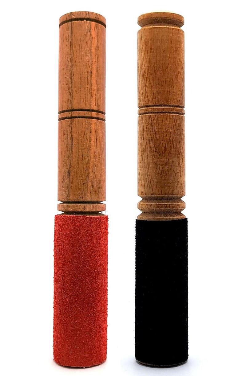 Uv Creation Singing Bowl Stick/Striker Pair Of 2 Stick Wooden And Leather (Red, Black) - Image 1