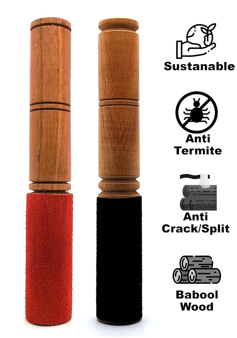 Uv Creation Singing Bowl Stick/Striker Pair Of 2 Stick Wooden And Leather (Red, Black) - Image 2