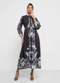 Khizana black with blue floral print