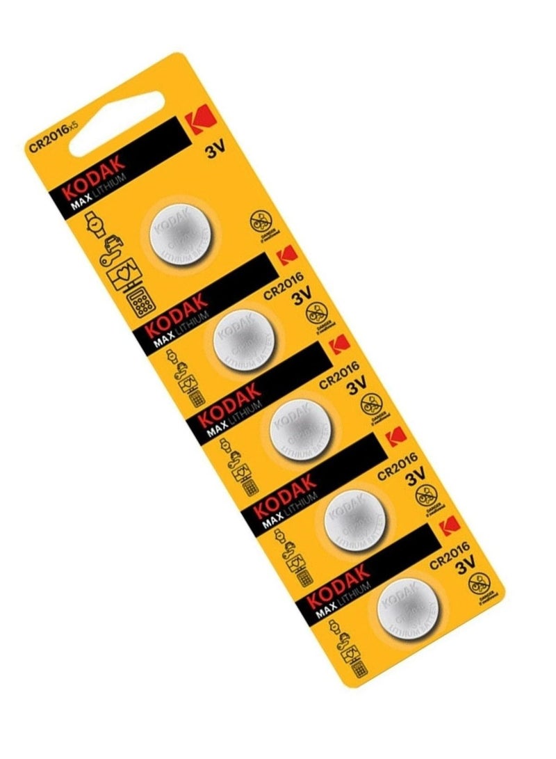 Kodak Max Lithium Batteries 5 Piece Pack CR2016 - Image 1