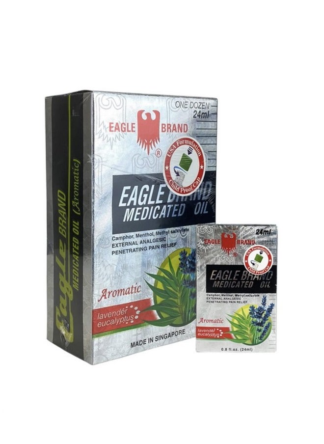 Eagle Eagle 12 Packs - 24ml Brand Medicated Oil External Analgesic (Aromatic-Lavender Eucalyptus) Dầu gió 24ml 鹰标德国风油精(薰衣草尤加利香味) (十二瓶装)  - Image 1