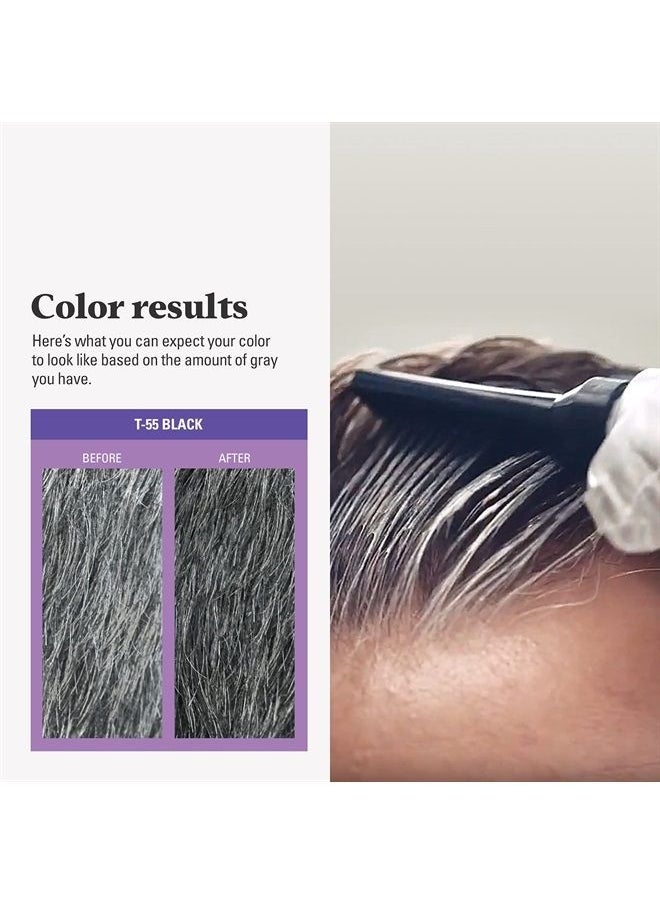 Just For Men - Just For Men Touch of Gray, Mens Hair Color Kit with Comb Applicator for Easy Application, Great for a Salt and Pepper Look - Black, T-55, Pack of 3 - Image 1