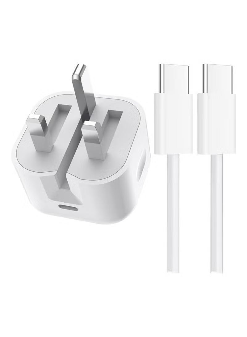 شاحن آيفون 17، 16 و15 برو ماكس بمنفذ USB-C بقوة 35 واط مع كابل شحن سريع 1 متر USB-C إلى USB-C – متوافق مع iPhone 16 / 15 Pro Max /...
