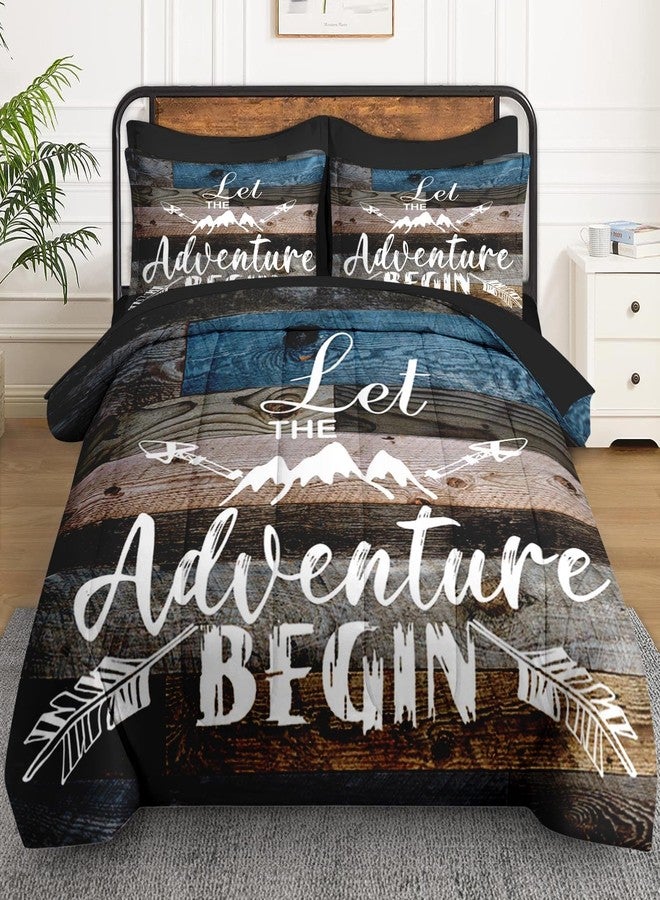 WeCozy 7 Pcs Queen Size Comforter Set with 2 Pillowcases & 2 Shams, Adventure Motivational Bedding Set for Kids and Adults, Vintage Inspirational World Bed in a Bag with Flat Sheet and Fitted Sheet - Image 2