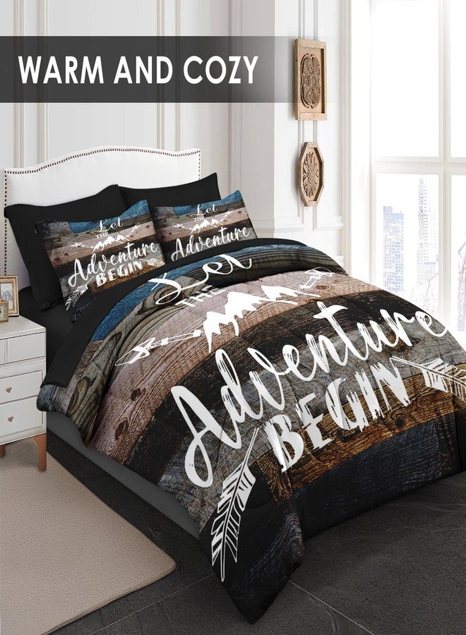 WeCozy 7 Pcs Queen Size Comforter Set with 2 Pillowcases & 2 Shams, Adventure Motivational Bedding Set for Kids and Adults, Vintage Inspirational World Bed in a Bag with Flat Sheet and Fitted Sheet - Image 3