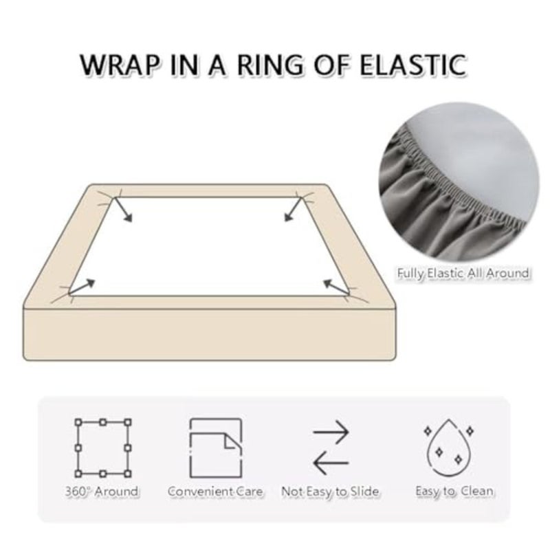 3 Pcs Fitted Sheet Set, Fits Bed, Moisture Wicking, Soft, Breathable Bedding Fits Mattresses Up to 30Cm Thick, Comfortable 1 Fitted Sheetand2 Pillowcases for Home Hotel-King - Image 3