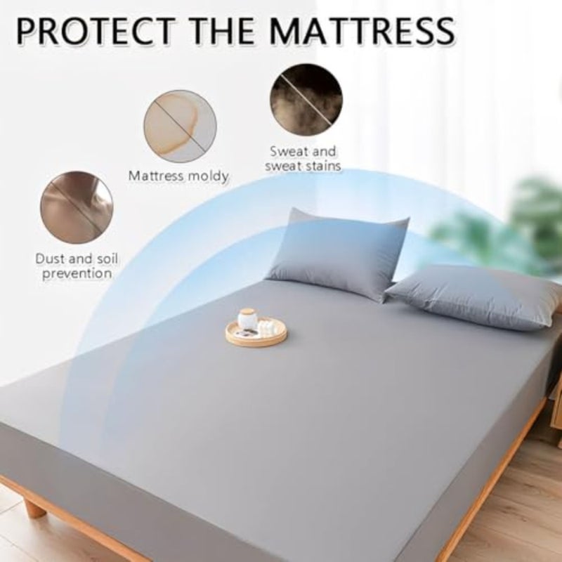 3 Pcs Fitted Sheet Set, Fits Bed, Moisture Wicking, Soft, Breathable Bedding Fits Mattresses Up to 30Cm Thick, Comfortable 1 Fitted Sheetand2 Pillowcases for Home Hotel-King - Image 2