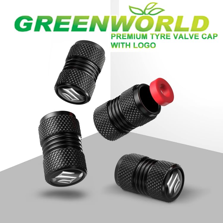Greenworld Black Metal Car Tyre Valve Cap Air Cap Car Tyre Valve Stem Cap Air Covers with Logo - Image 3