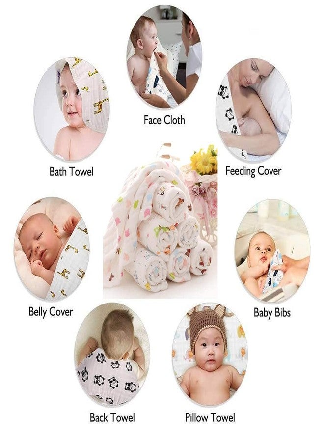 LUVINA Extra Soft Muslin Cotton Burping Towels for Newborn Baby, 6 Layers Muslin Cloth Hankies, Washcloth, Reusable Napkins for Baby Face Towels (5, 25 x 50cm (Multi Color)) - Image 4