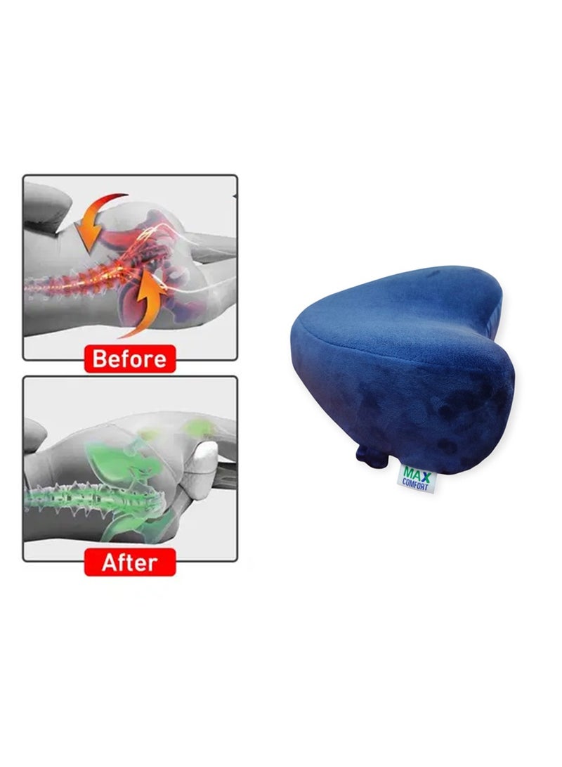 Max Comfort Knee Pillow for Leg Support During Sleeping Made of High Quality American Foam for Hip, Knee, Leg and Back Support to Relieve Pain for Pregnant Women and Side Sleepers with Washable Cover, Navy Blue  - Image 4