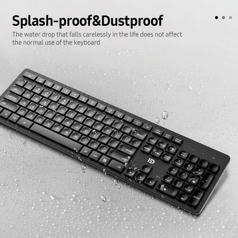 FUDE 2.4G Wireless Keyboard Combo Ergonomic Water Drop Keycaps Low Noise White Keyboard Set - Plug Play Wireless Keyboard Combo for Office - Image 2