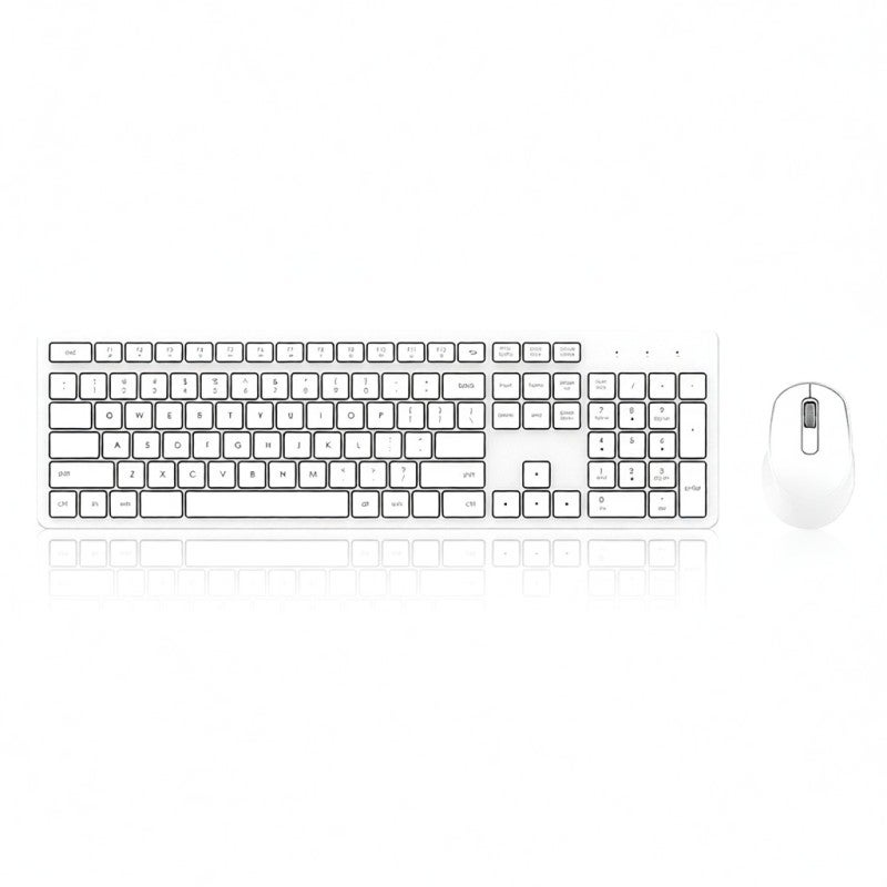FUDE 2.4G Wireless Keyboard Combo Ergonomic Water Drop Keycaps Low Noise White Keyboard Set - Plug Play Wireless Keyboard Combo for Office - Image 1