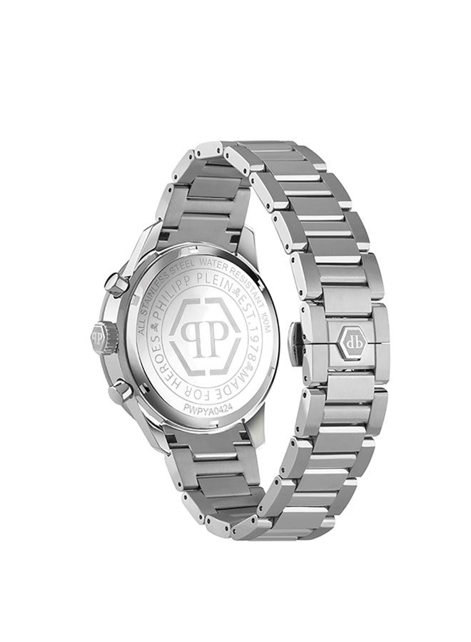 PHILIPP PLEIN PLEINMETER Philipp Plein Men's Chronograph Watch, Silver & Black Design, Luminous Markers, Stainless Steel Bracelet, 44mm Case, 50m Water Resistant  - Image 3