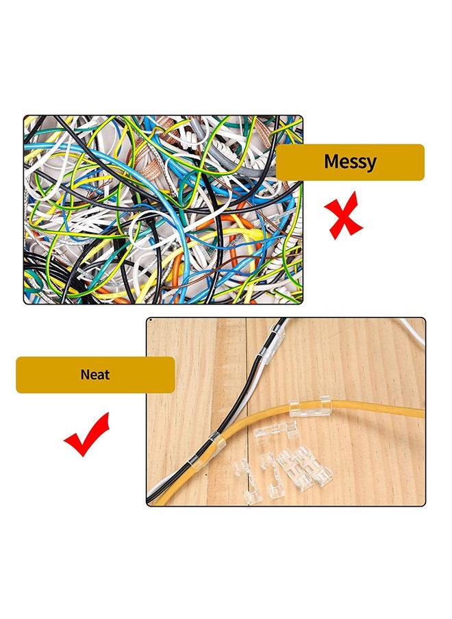 Peachjoy 60 Pcs Adhesive Cable Clips, Cable Management Clips, Clear Cable Organizer, Cord Holder, Wire Clips, Sticky Cable Wire Cord Clips Holder for Car Office Home Desktop PC TV Laptop Ethernet Cable  - Image 4