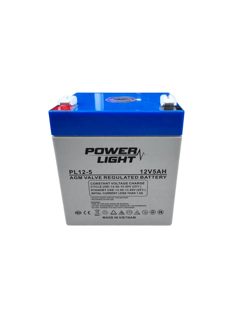 12v Battery Sealed Lead Acid Battery with AGM Separator for UPS, EPS, Alarm Systems, 12V Battery for Reliable Power Supply, Low Self-Discharge, Flexible Installation - PL12-5