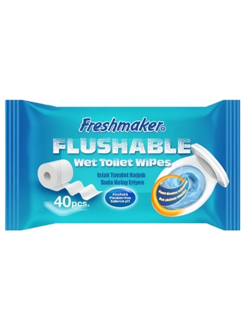 مناديل منظفة مبللة للمرحاض قابلة للتحلل 40 منديل
