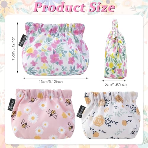 MAYCREATE® Small Pouches for Women, 3pcs Makeup Pouch for Girls, Floral Print Cute Coin Pouch for Women, Oxford Cloth Cosmetic Lipstick Pouches Combo - Image 2
