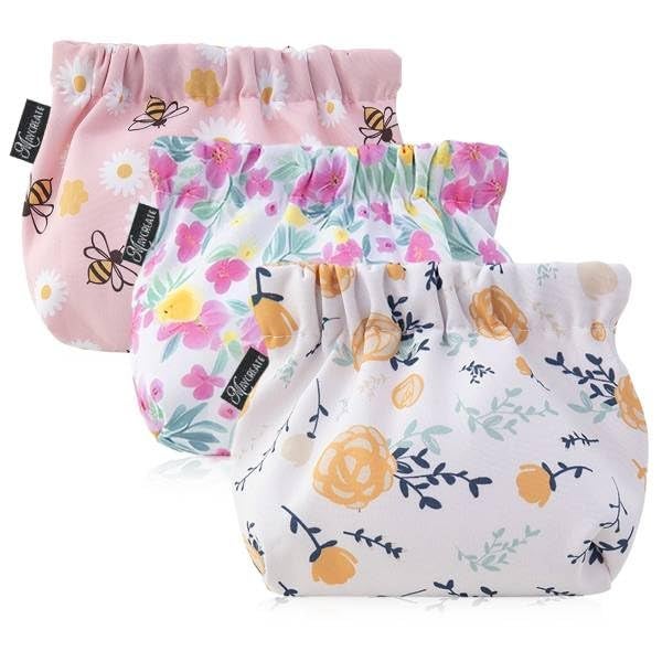 MAYCREATE® Small Pouches for Women, 3pcs Makeup Pouch for Girls, Floral Print Cute Coin Pouch for Women, Oxford Cloth Cosmetic Lipstick Pouches Combo - Image 1