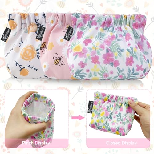MAYCREATE® Small Pouches for Women, 3pcs Makeup Pouch for Girls, Floral Print Cute Coin Pouch for Women, Oxford Cloth Cosmetic Lipstick Pouches Combo - Image 3