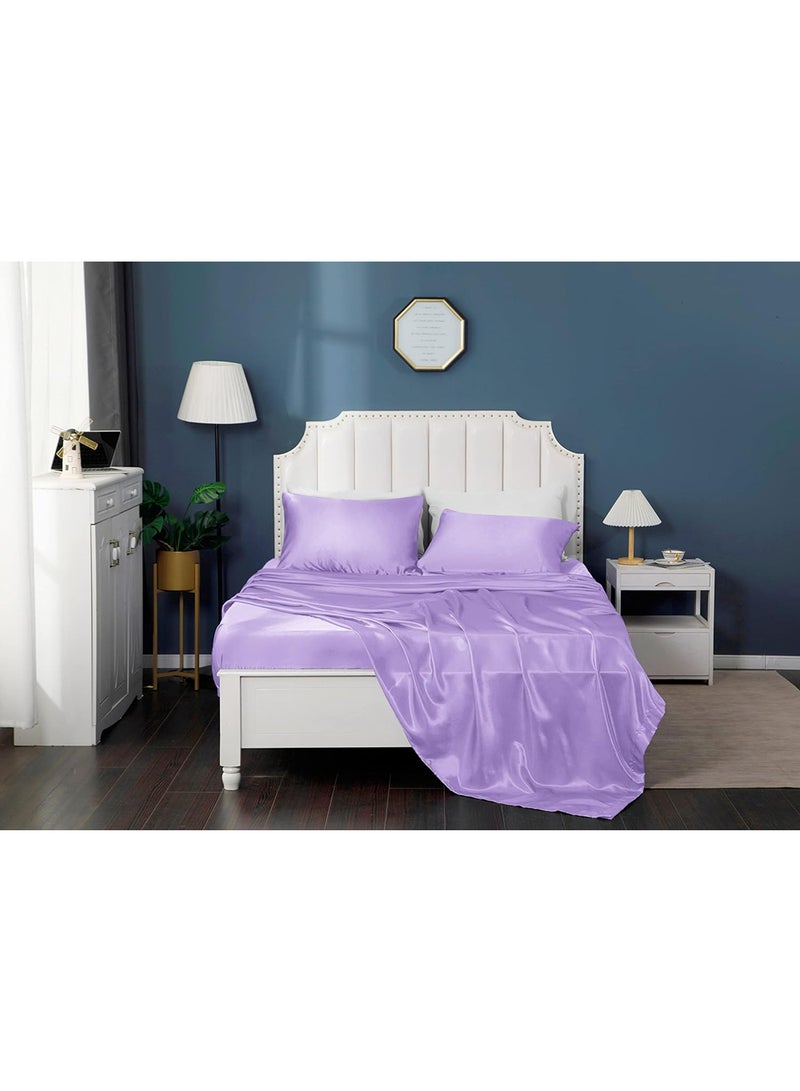 VITION Satin Silk Pillow Case Cover for Hair and Skin, Soft Breathable Smooth Both Sided Silk Pillow Cover Pair (King - 50 x 102cm - 2pcs - Lavender) - Image 5