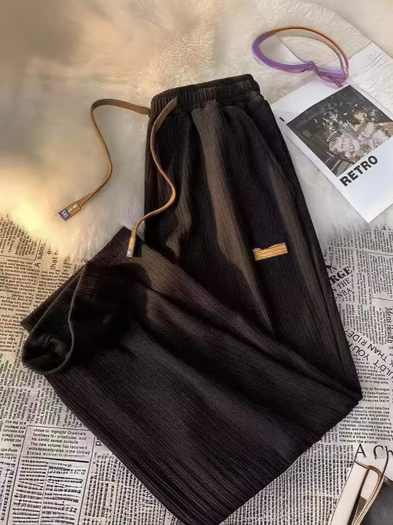Ice Silk Dape Straight Casual Pants 2024 Summer Thin Men'S And Women'S Wide Leg Pants New Loose Plus Size Stretch Trousers - Image 3