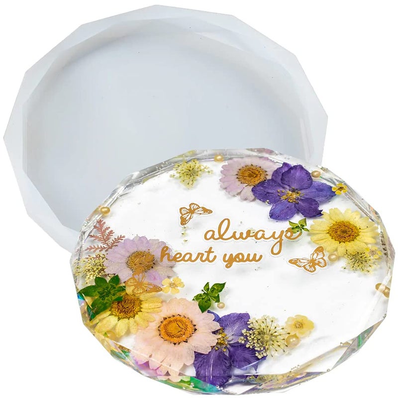 ARTOOL Round Shape Resin Art Mold Decorative DIY Multipurpose Diamond Cut Agate Making Silicone Coaster Epoxy UV Resin Art Mould 95 mm Set of 1 (B8) - Image 1