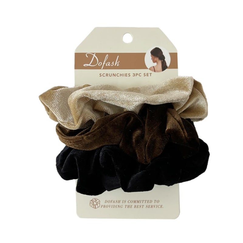 Dofash Dofash 3Pcs Excellent Velvet Traceless Beauty Thermal Twisters Hair Scrunchies Assorted Color With Delicate Bag For Girls And Woman Black BrownBlonde 