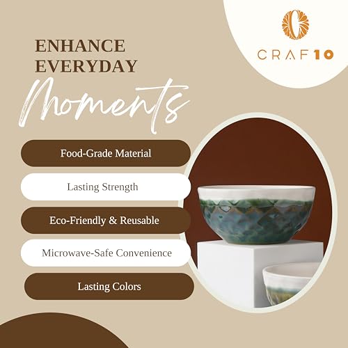 CRAF10 Diamond Cut Designer Bowl 400 ML Ceramic Bowl Dishwasher & Microwave Safe Bowl Mixing Bowl for Snacks Pasta Rice Dal Fruits Salad Noodles | Ideal For Storing, Reheating | Olive Green | Set of 2 - Image 4