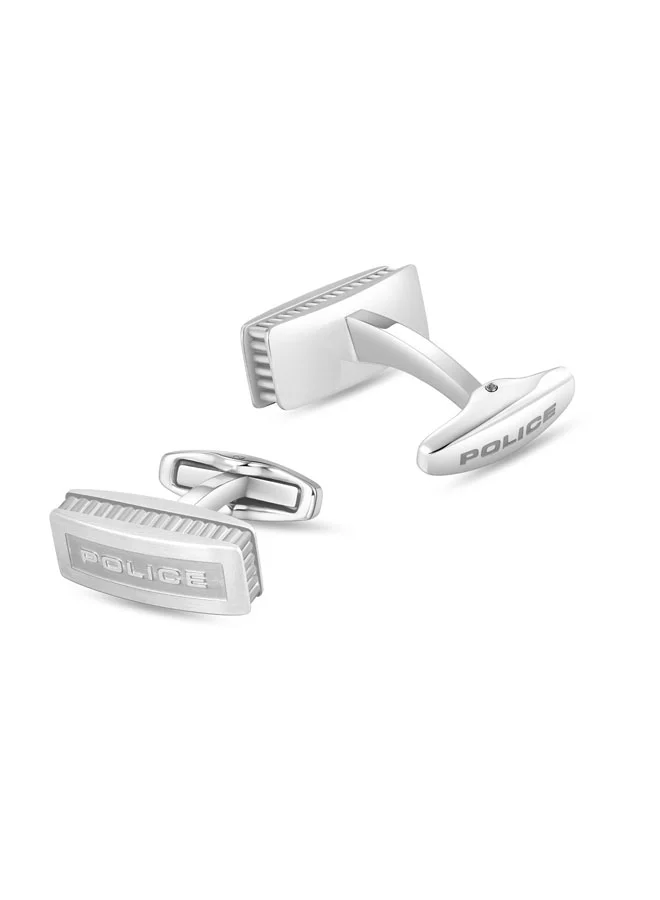 POLICE Silver Ridgeline Rectangular Stainless Steel Cufflinks for Men for Men | Best Price UAE