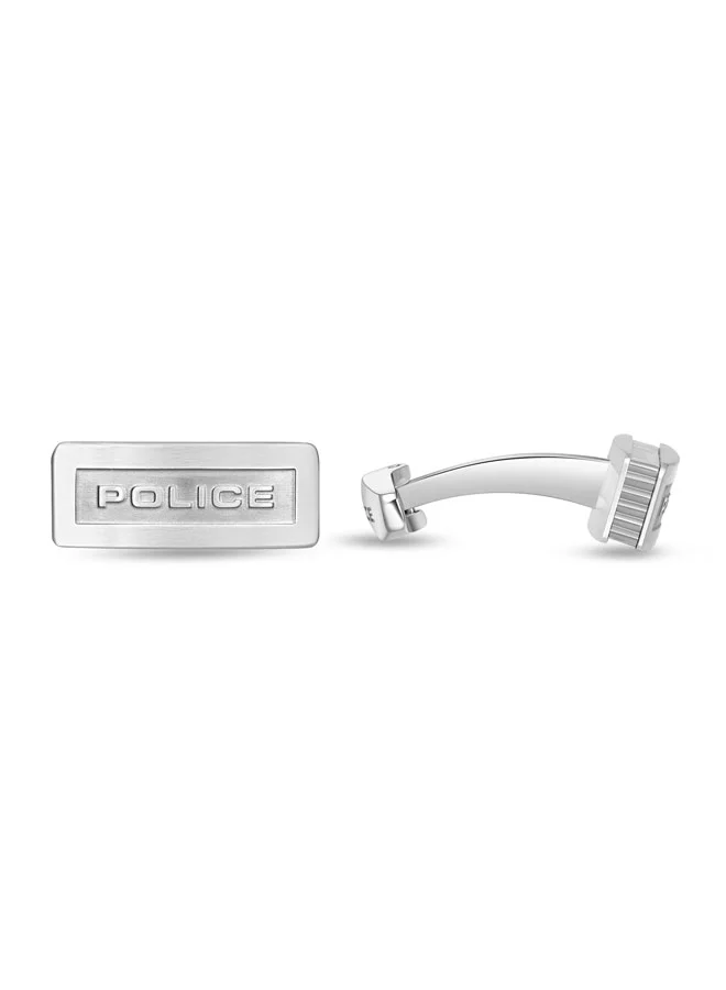 POLICE Ridgeline Rectangular Stainless Steel Cufflinks for Men