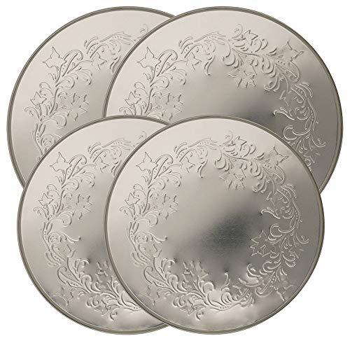 Range Kleen 4 Pack Round Ivy Embossed Silver Burner Kovers with 2 8.5 Inch and 2 10.5 Inch - Image 1