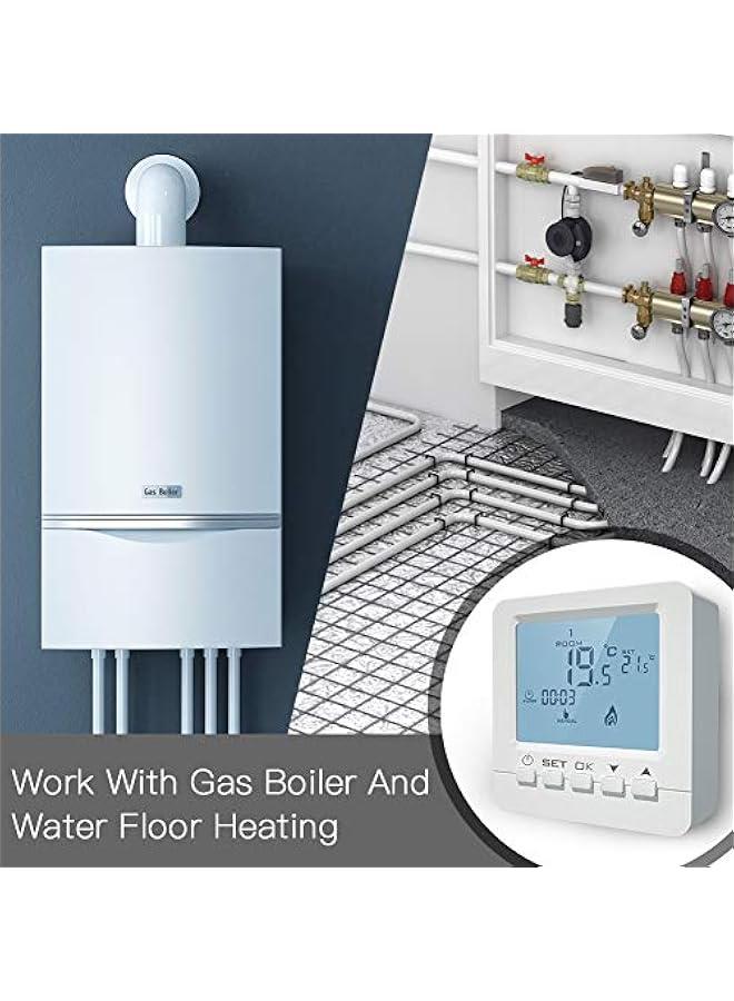 Thermostat Temperature Controller, Programmable Digital Thermostat LCD Screen Heat Pump Smart Thermostat, with Children Lock Protection, Data Memory, Holiday Mode, Different Working Modes - Image 4