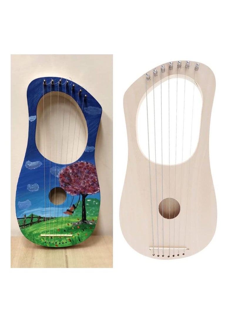 null - Lyre Harp, Lyre Harp 7 String DIY Kit, Adult/Child Musical Instrument, Make Your Own Bass Wood, Lyres Wood String Lyre Harp with String Post String Saddle Tuning - Image 1
