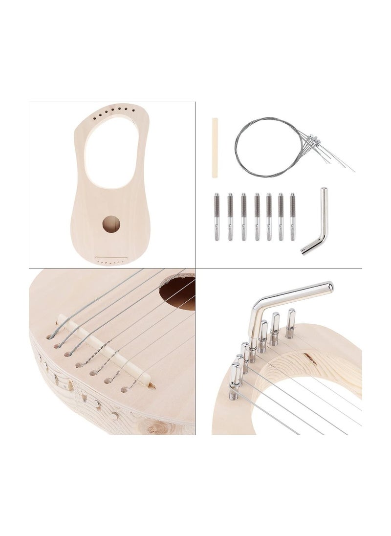 null - Lyre Harp, Lyre Harp 7 String DIY Kit, Adult/Child Musical Instrument, Make Your Own Bass Wood, Lyres Wood String Lyre Harp with String Post String Saddle Tuning - Image 1